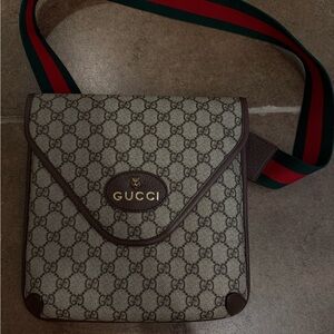 Gucci Beige and Brown Messenger Bag